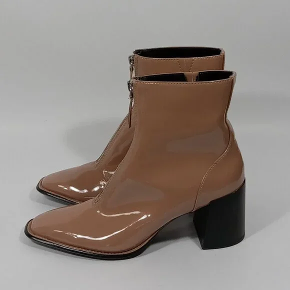 OPEN EDIT 'Chloe' Front Zip Carmel Color Tan Beige Boots Womens Size 7.5M - Picture 2 of 15